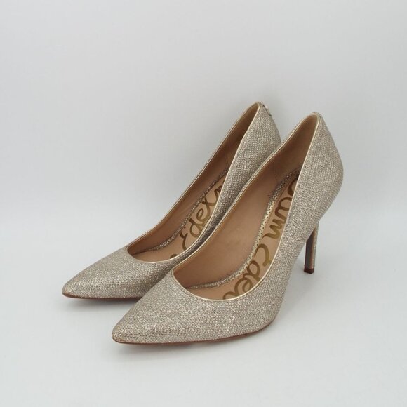 Sam Edelman Hazel Gold Metallic Pointed Toe Pumps Heels Size 6.5M - Picture 1 of 15